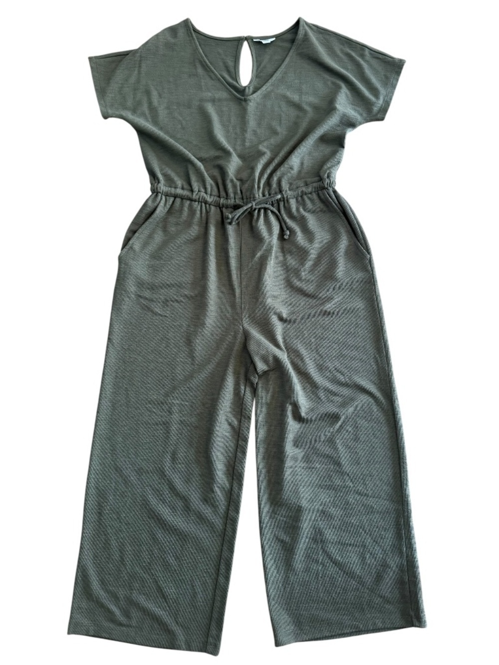 Sonoma Cropped Wide-Leg Olive Green Jumpsuit Size Small
